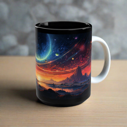 Galaxy Coffee Mug Cosmic Gift Boho Moon Stars Sun Celestial Mug 15oz