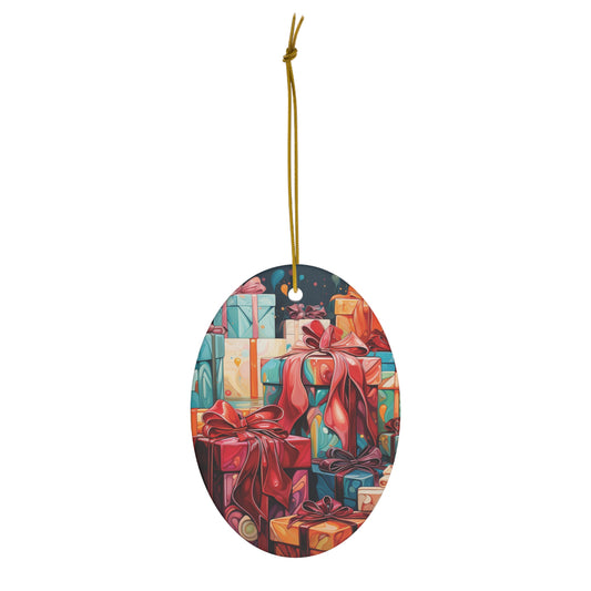 Christmas Present Tree Ornaments Vintage Retro Ornaments Ceramic Ornament, 1-Pack