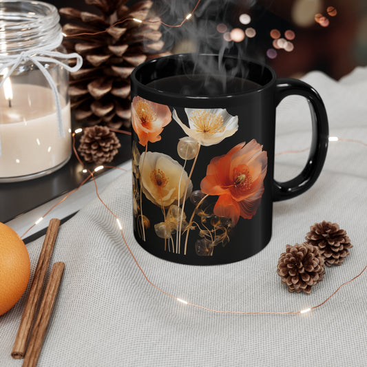 Floral flower long stem coffee mug, soft pastels elegant to-go cup, beautiful vibrant blossom mug, morning favorite brew floral ceramic mugs