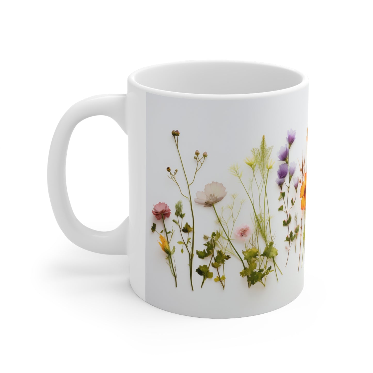 Petal Power Flower long stem coffee mug, soft pastels elegant to-go cup, beautiful vibrant blossom mug, morning brew floral ceramic mugs