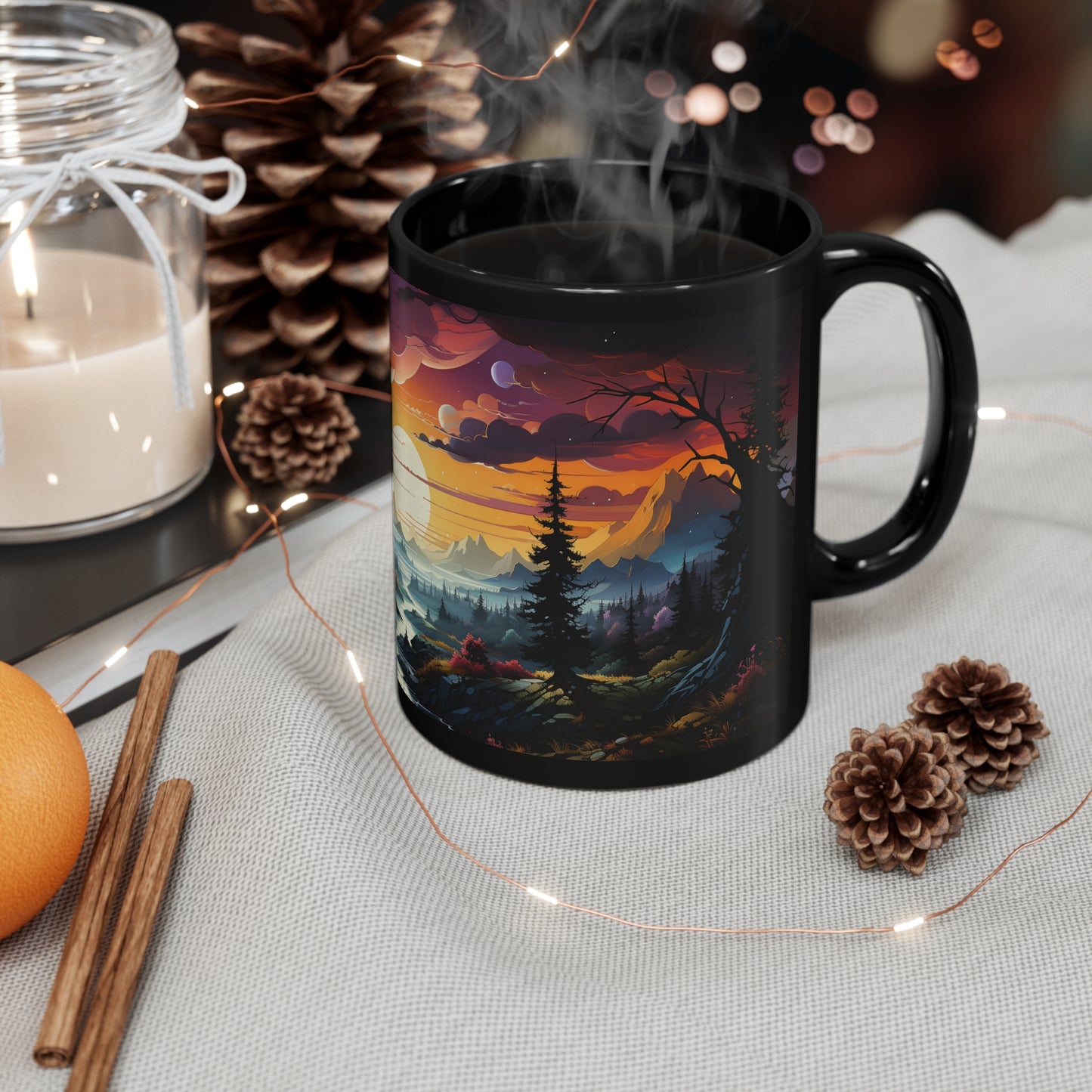 Tranquil Mountain Mug Tree Mug Tree Coffee Mug Forest Cup Woodland Mugs Tree Gift Tree coffee cup Nature Mug Woodland Forest Coffee Cup