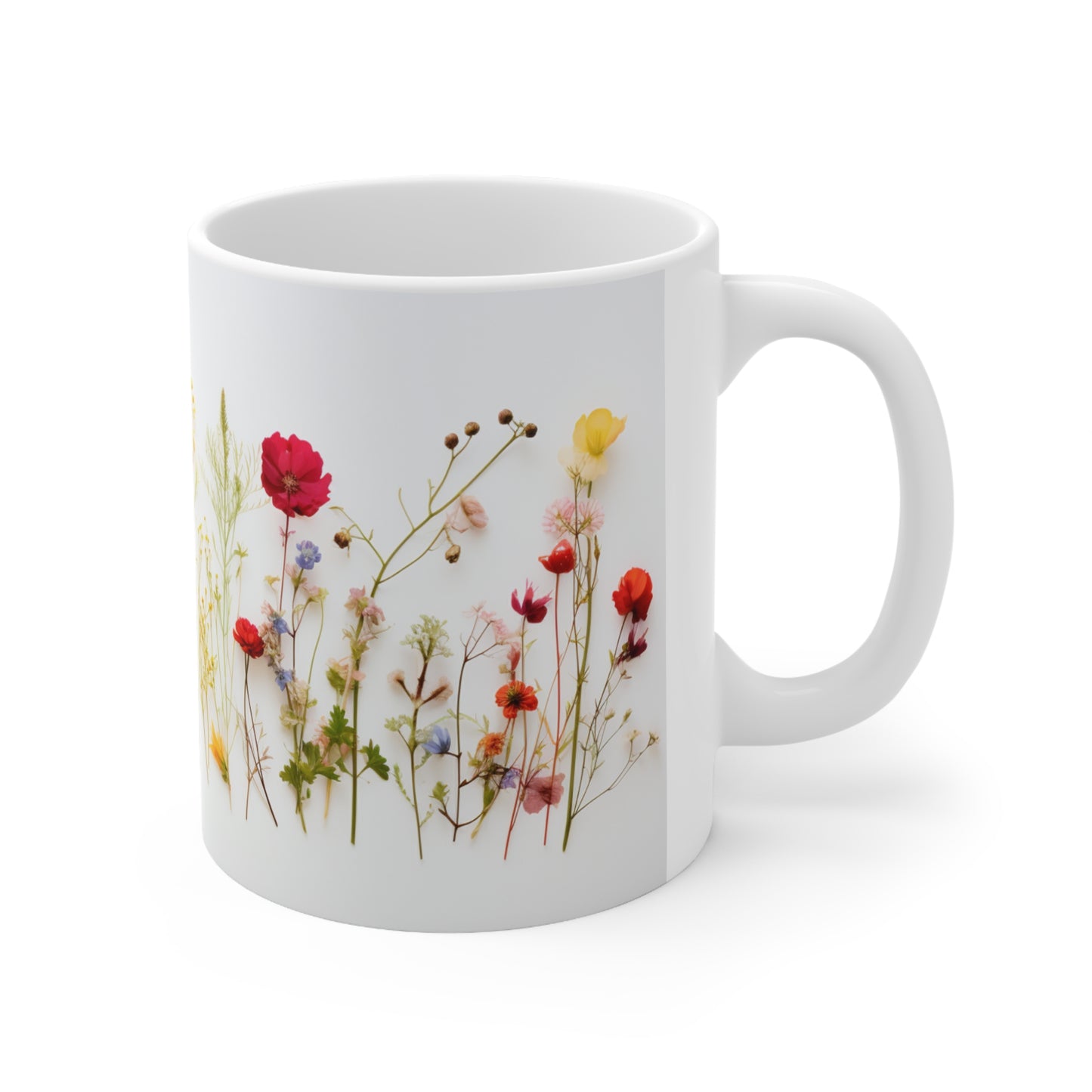 Petal Power Flower long stem coffee mug, soft pastels elegant to-go cup, beautiful vibrant blossom mug, morning brew floral ceramic mugs