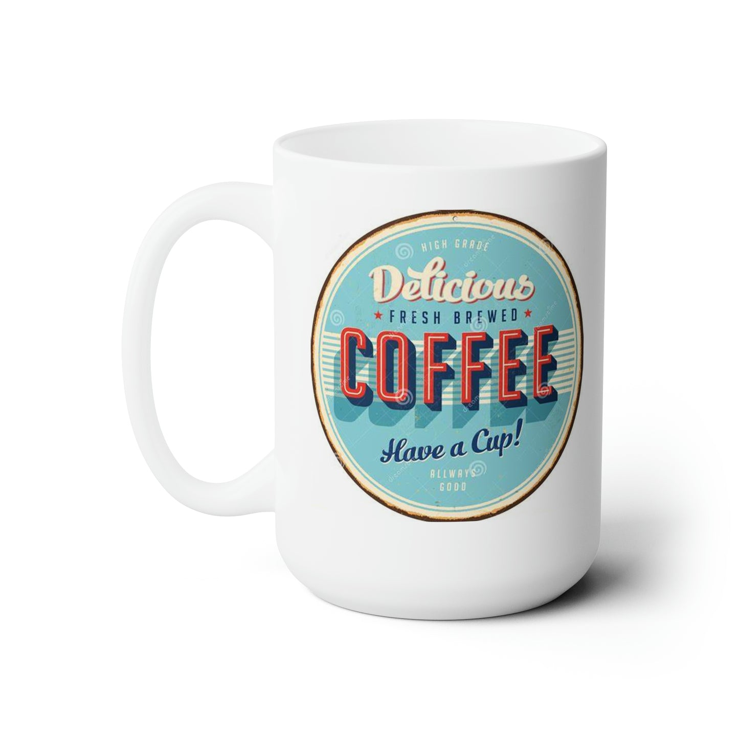 Vintage Coffee Sign Retro Coffee Mug Classic Design Coffee Mugs 15oz