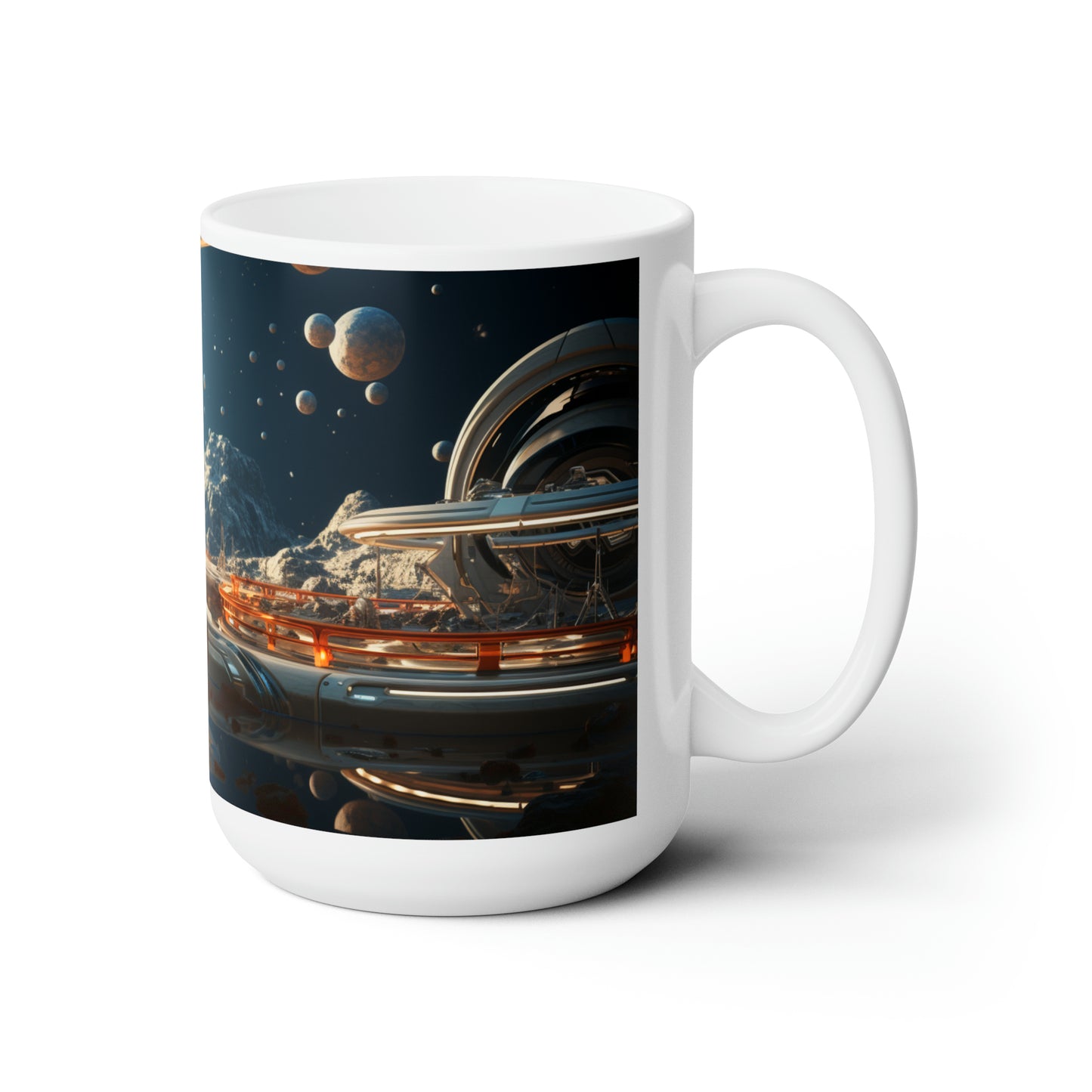 Deep Space Large 15-ounce Coffee Mug Outer Space Rocket Ship Astronaut Space Station Mars