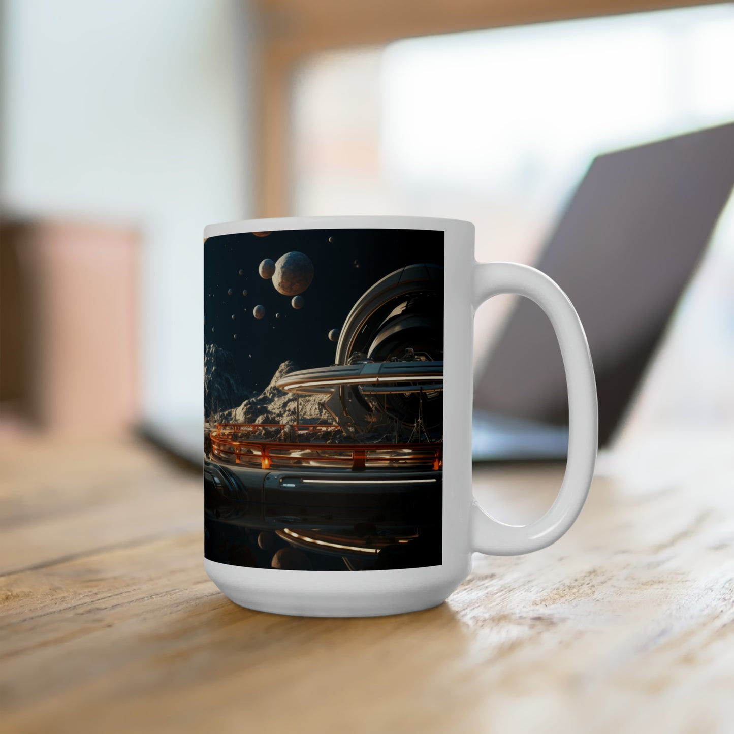 Deep Space Large 15-ounce Coffee Mug Outer Space Rocket Ship Astronaut Space Station Mars