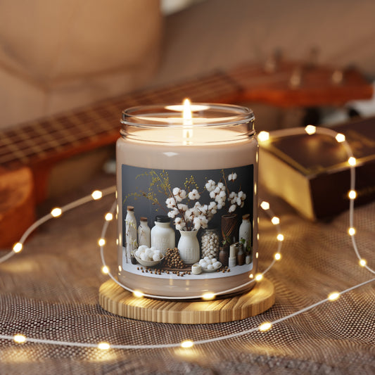 Clean Cotton Scented Soy Candle 9oz Vegan Wax Soy Fresh Linen cotton scent in Clear Glass Jar Spa Cadle for home decor Clean Smell