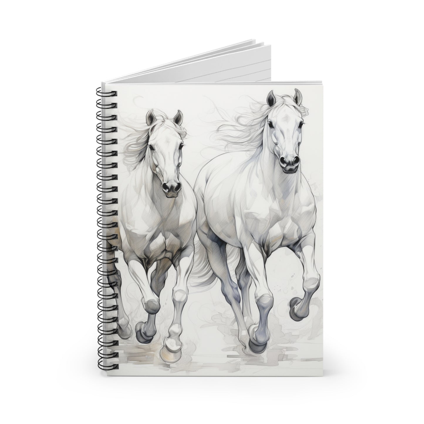Horses Spiral Notebook Spiral Crazy Horse - Ruled Line Pages Field Notes Horse lover Gift Journal Cover Equine Lover