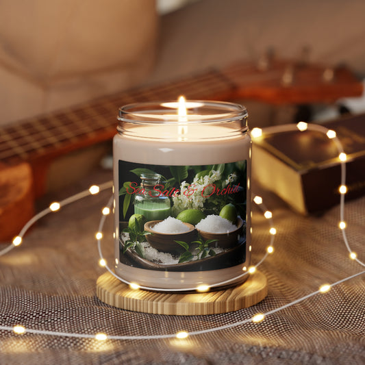 Sea Salt and Orchid Scented Soy Candle 9oz Ocean Salt and Orchid all Natural Vegan depression disorder awareness Beach Inspiring Light Airy
