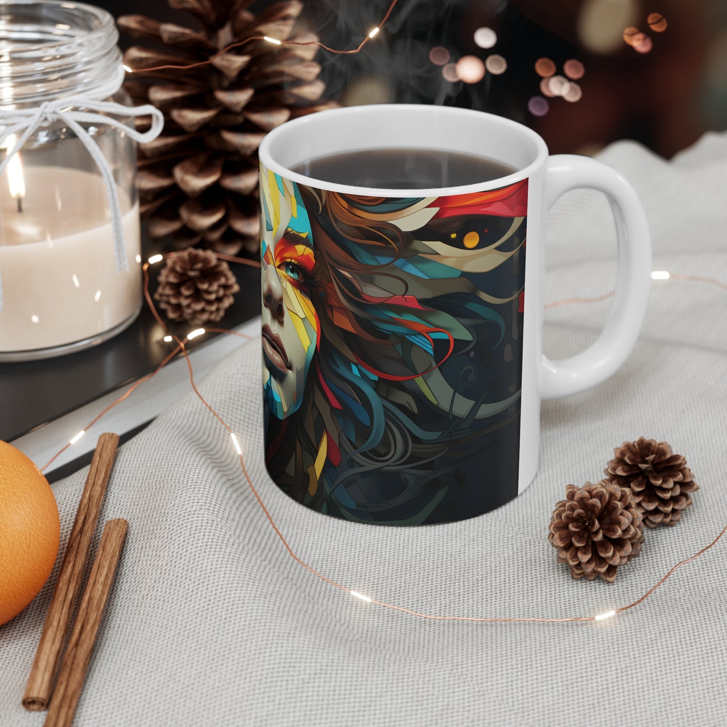 Unique Face Colorful Coffee Mug Crescent Design Ceramic Coffee Cup Celestial Gift Home Decor Drinkware