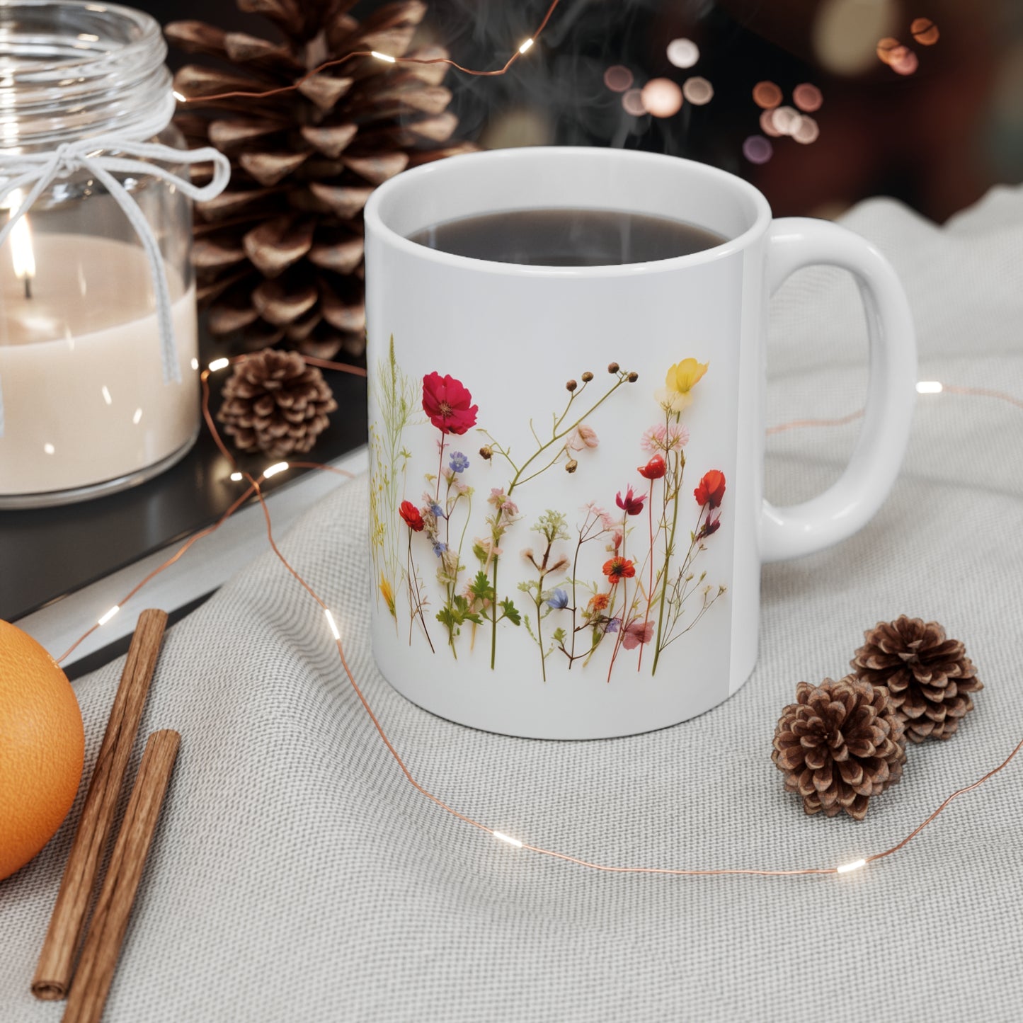 Petal Power Flower long stem coffee mug, soft pastels elegant to-go cup, beautiful vibrant blossom mug, morning brew floral ceramic mugs