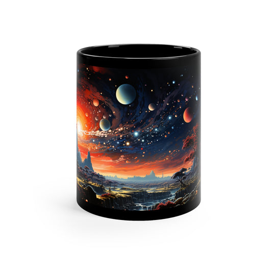 Space, Coffee Mugs Galaxies Outer Space Coffee Mug Planets Black Psychedelic Astronaut Constellation of Other worlds Galaxy Coffee Mug