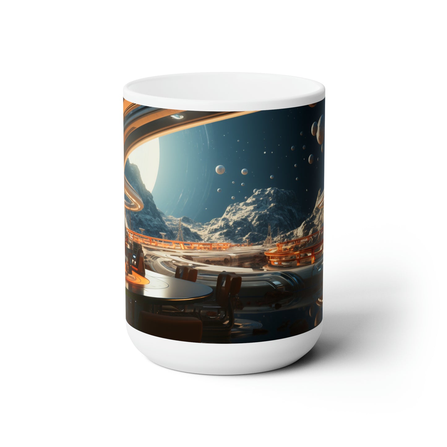 Deep Space Large 15-ounce Coffee Mug Outer Space Rocket Ship Astronaut Space Station Mars