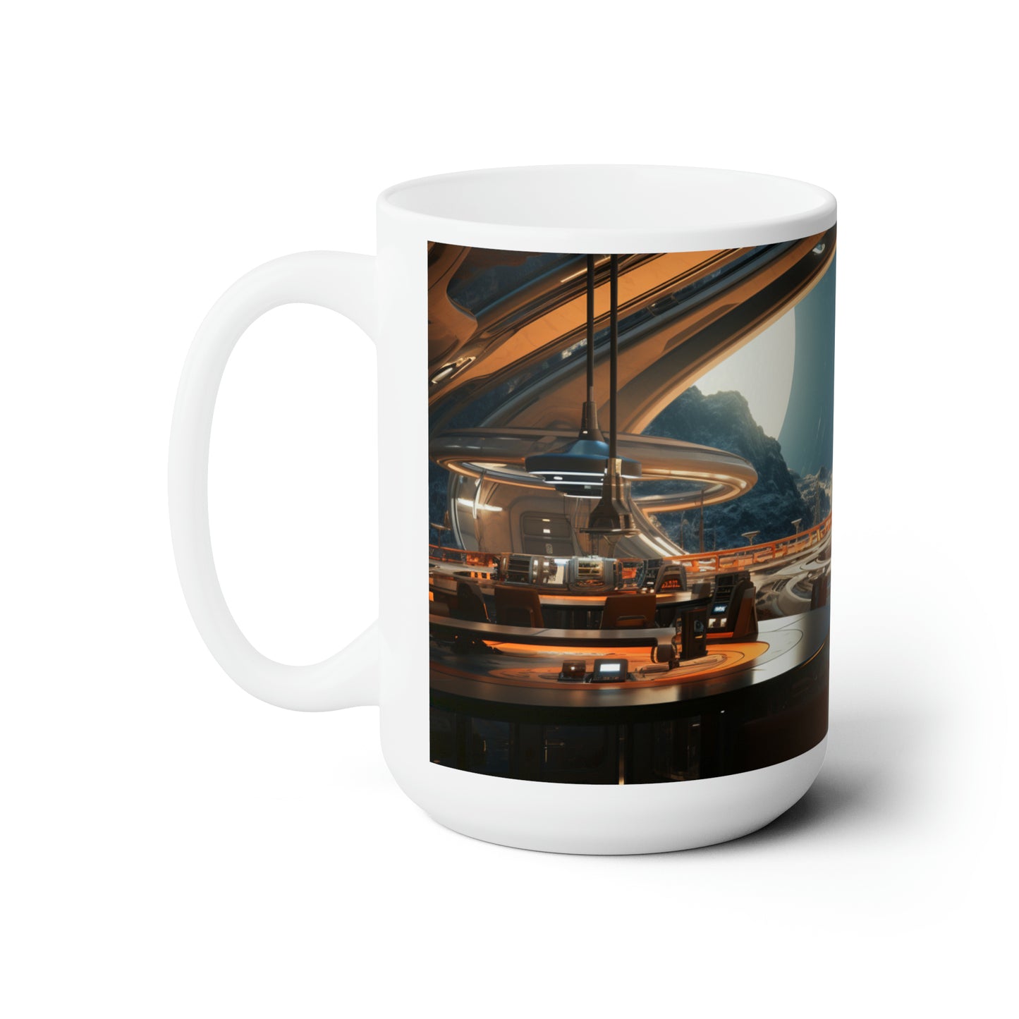 Deep Space Large 15-ounce Coffee Mug Outer Space Rocket Ship Astronaut Space Station Mars