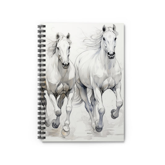 Horses Spiral Notebook Spiral Crazy Horse - Ruled Line Pages Field Notes Horse lover Gift Journal Cover Equine Lover