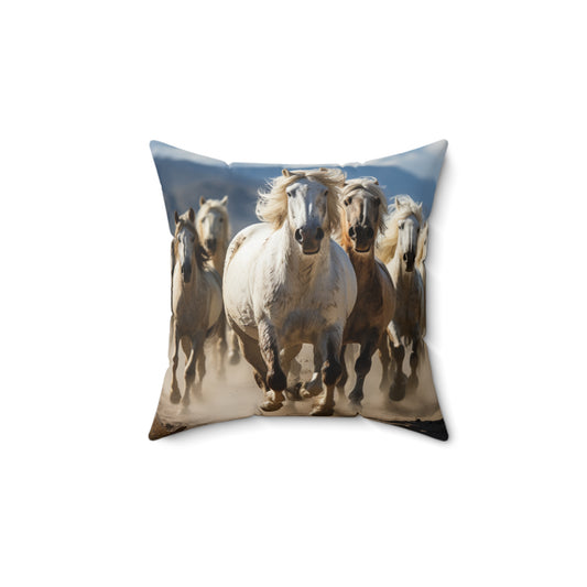 Horse Spun Polyester Square Pillow Decorative Throw Micozyshop Boho Home Decor Cute Throw Spun Pillow