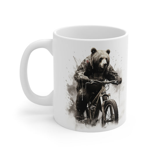Bear on Bike Coffee Mug Adventure Bike Outdoor Cup Bicycle With Bears Bikes