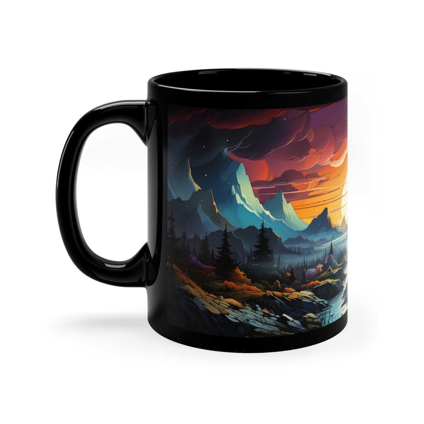 Tranquil Mountain Mug Tree Mug Tree Coffee Mug Forest Cup Woodland Mugs Tree Gift Tree coffee cup Nature Mug Woodland Forest Coffee Cup
