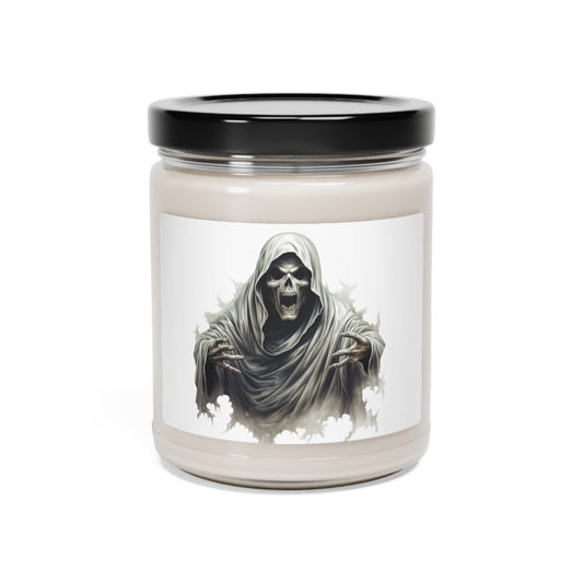 Spooky Ghost Scented 5 Different Sents Soy Candle, 9oz Vegan Soy Wax Home Decor Cinnamon Vanilla, Clean Cotten, Apple Harvest and more