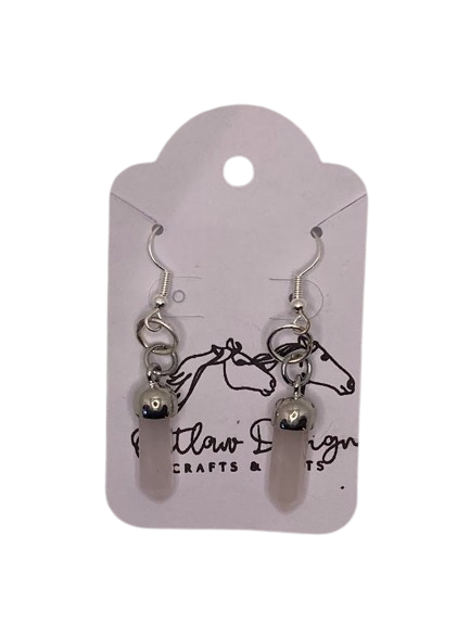 Pink Rose Quartz Earrings, Earrings Rose Quartz, Silver Natural Gemstone Dangle