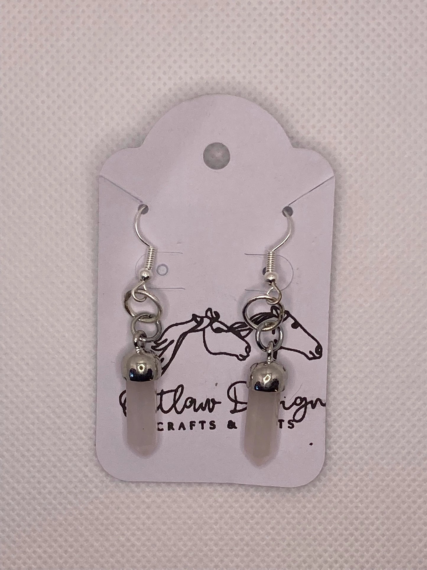 Handmade Pink Rose Quartz Earrings, Earrings Rose Quartz, Silver Natural Gemstone Dangle
