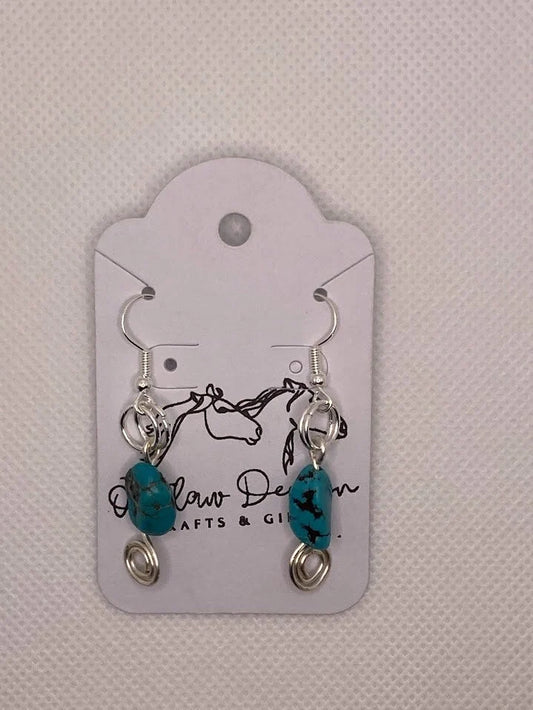 Silver Turquoise Dangle Earrings Gift for Her Stud Gemstone Earrings Handmade